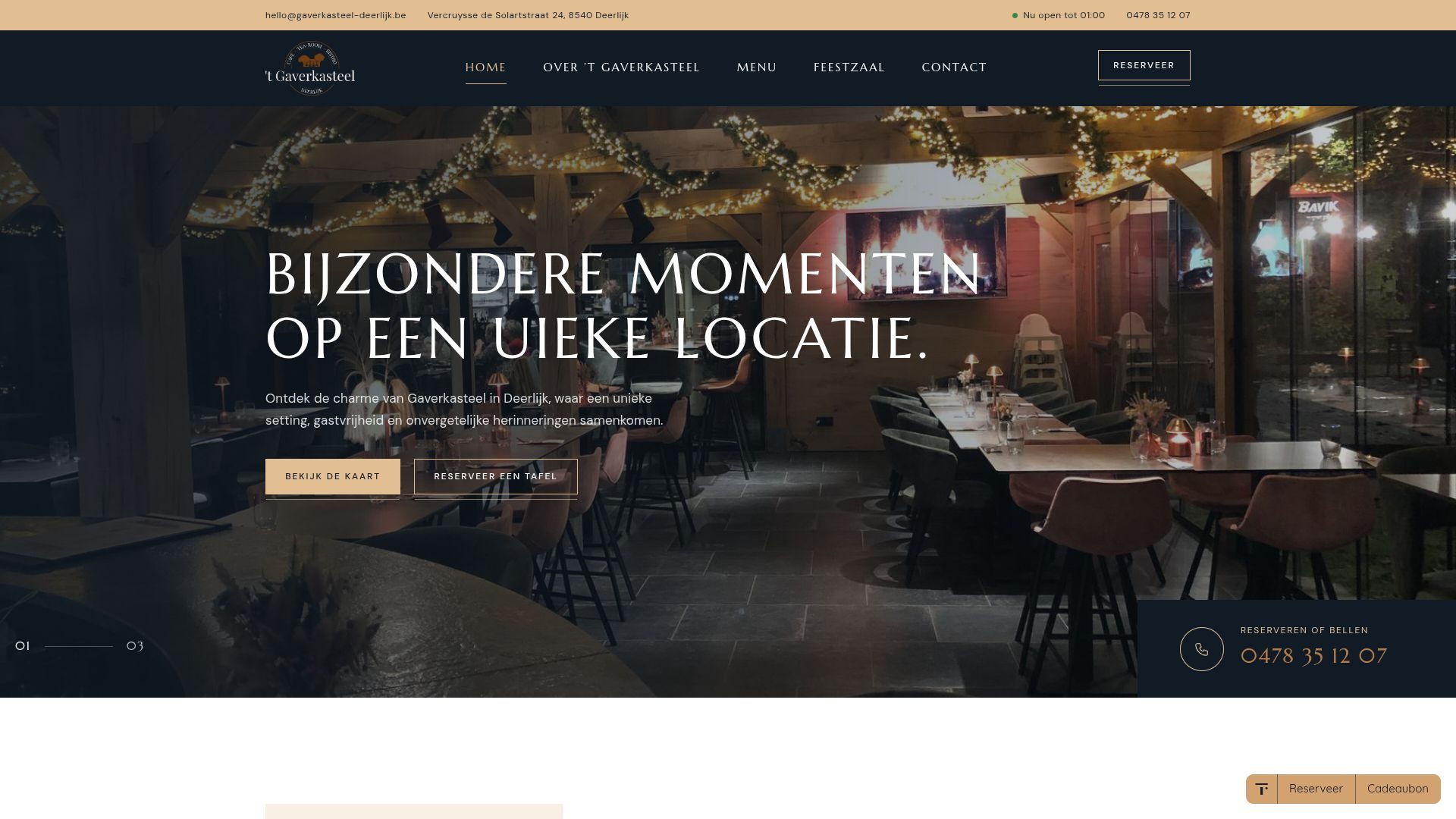 Website van Gaverkasteel Deerlijk