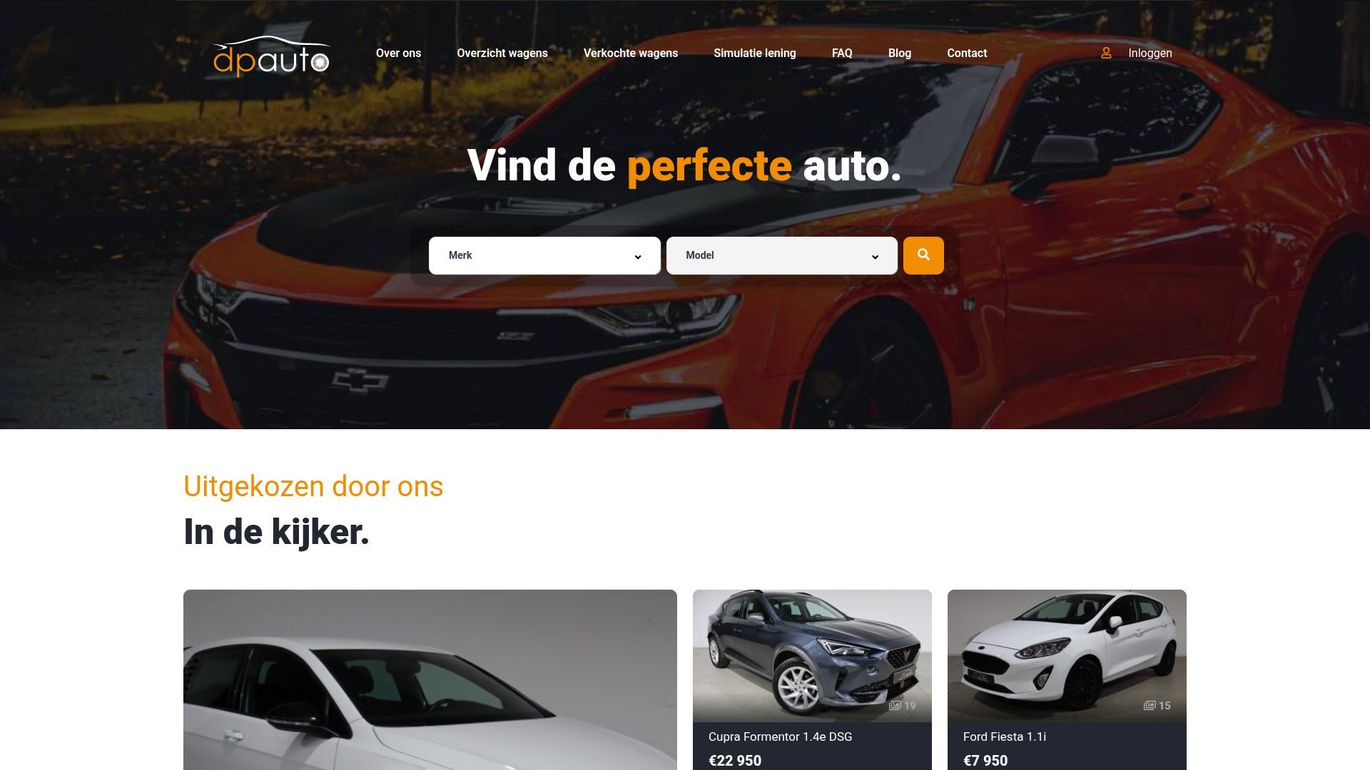 Website van DP Auto