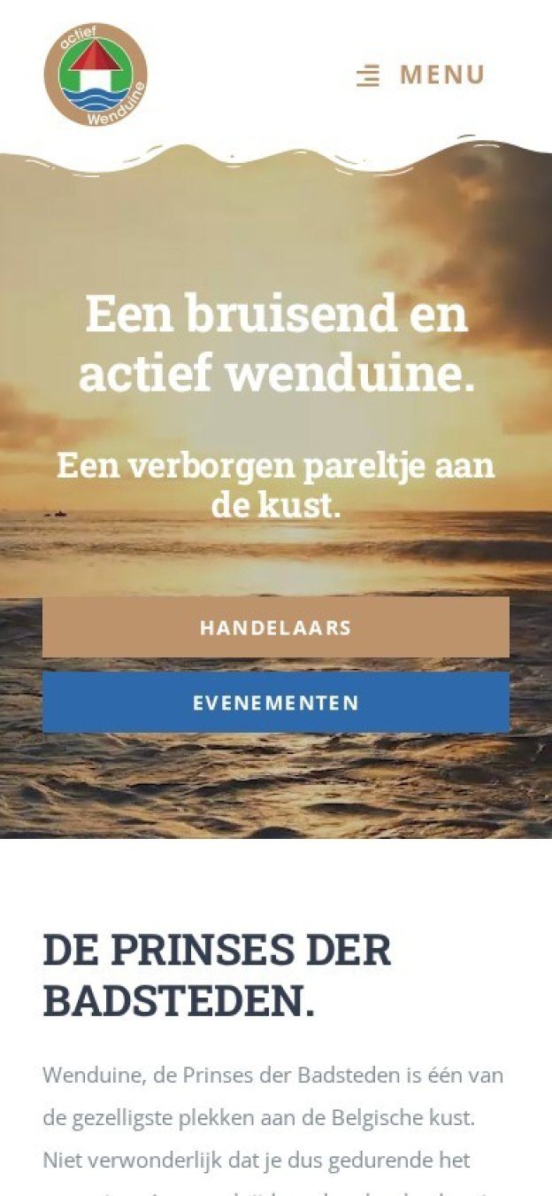 Website van Actief Wenduine op een gsm