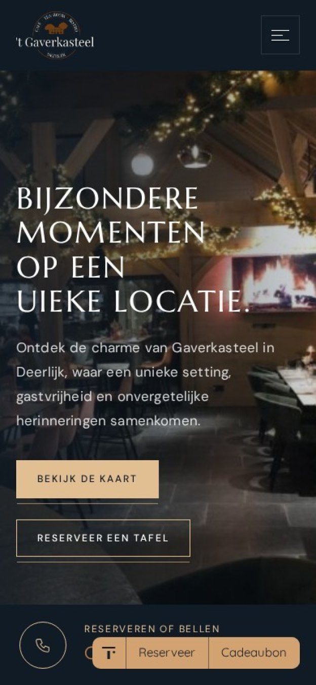 Website van Gaverkasteel Deerlijk op een gsm