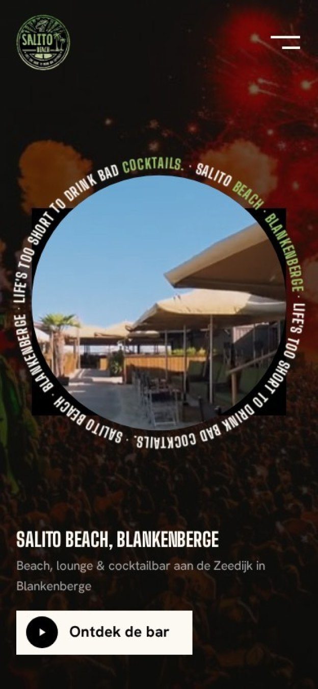 Website van Salito Beach op een gsm