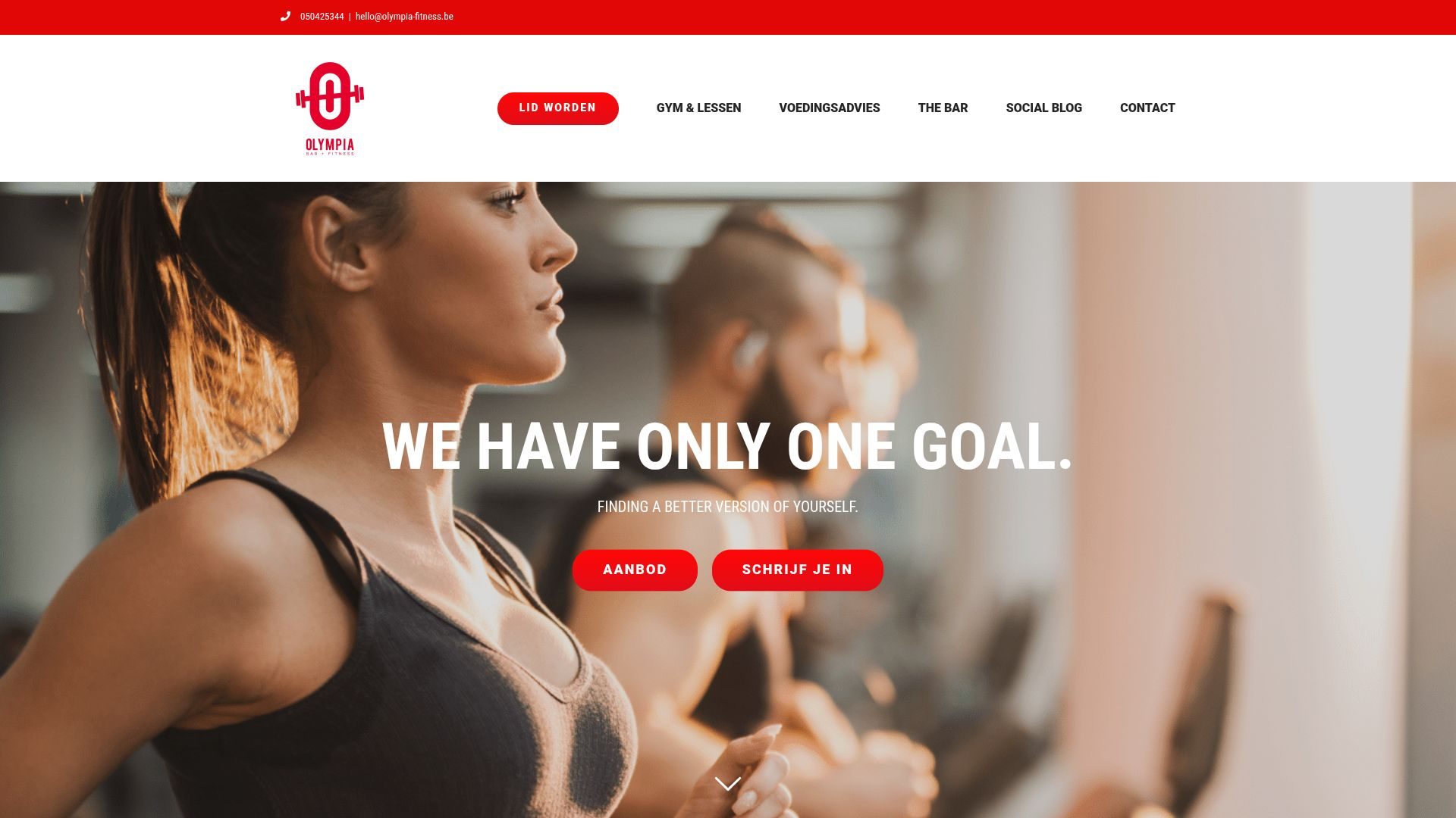 Website van Olympia Fitness