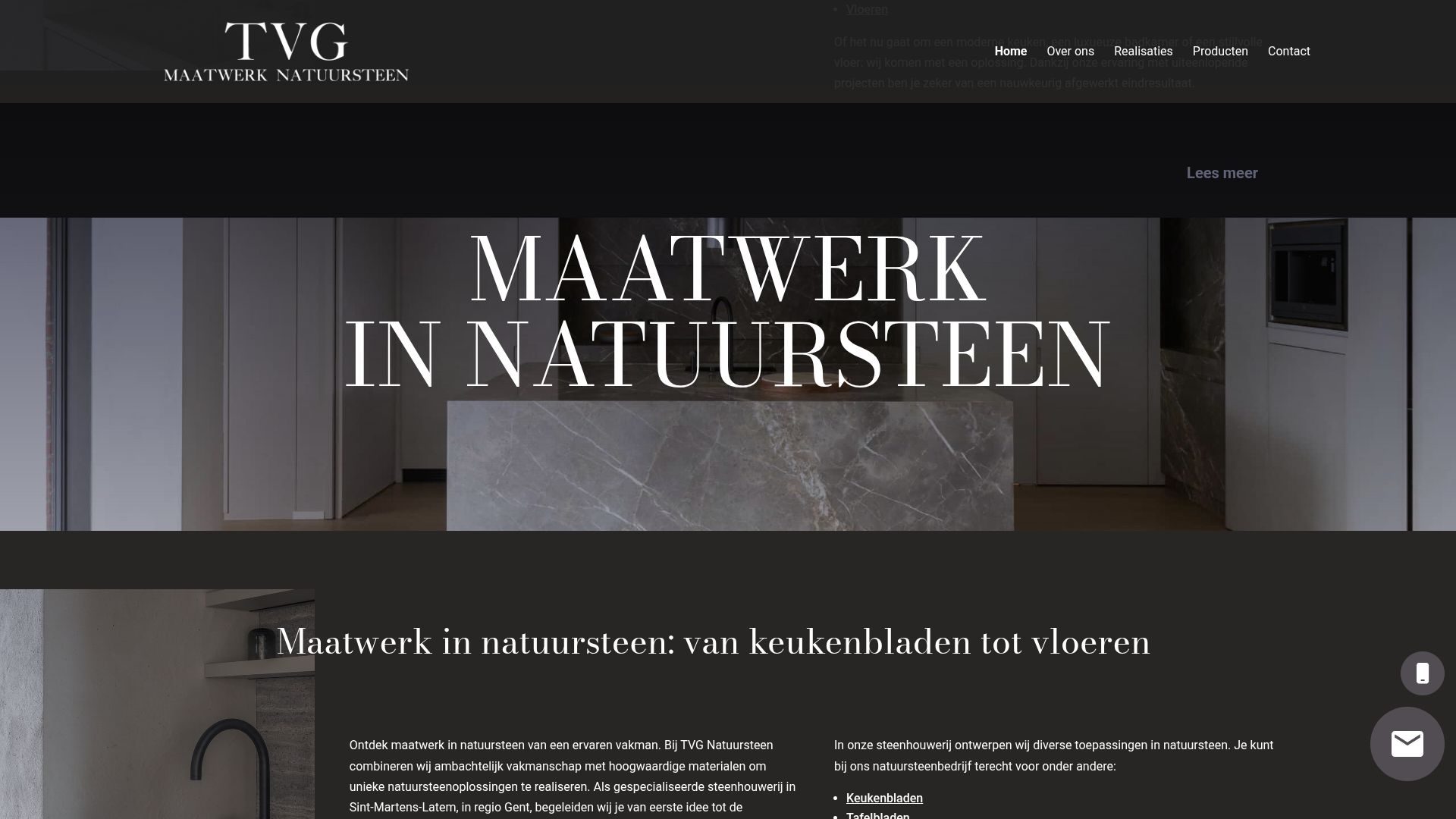 Website van TVG Natuursteen