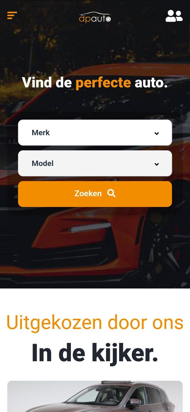 Website van DP Auto op een gsm