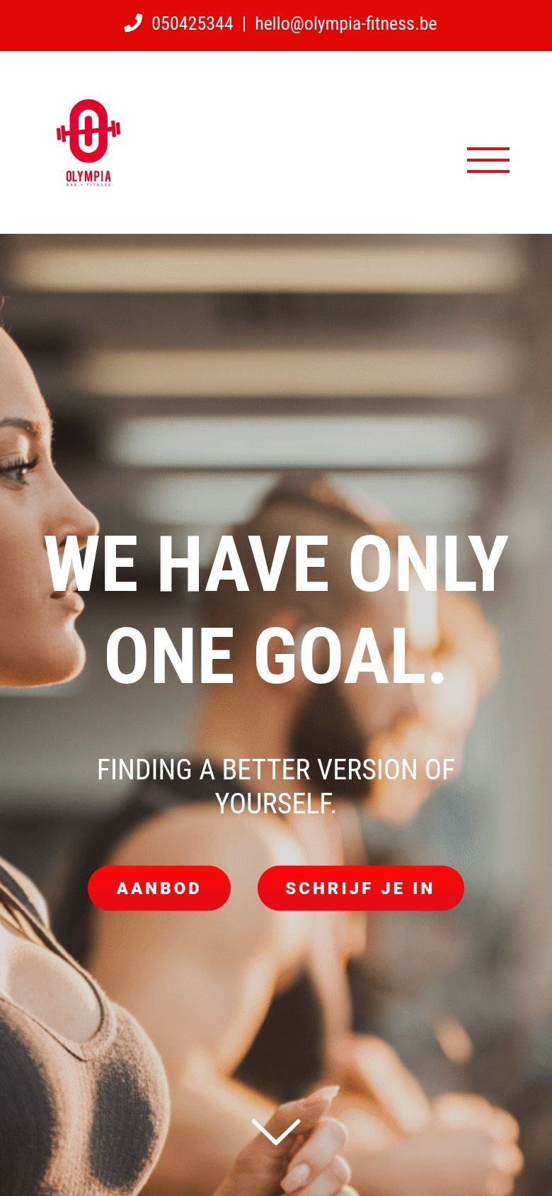 Website van Olympia Fitness op een gsm