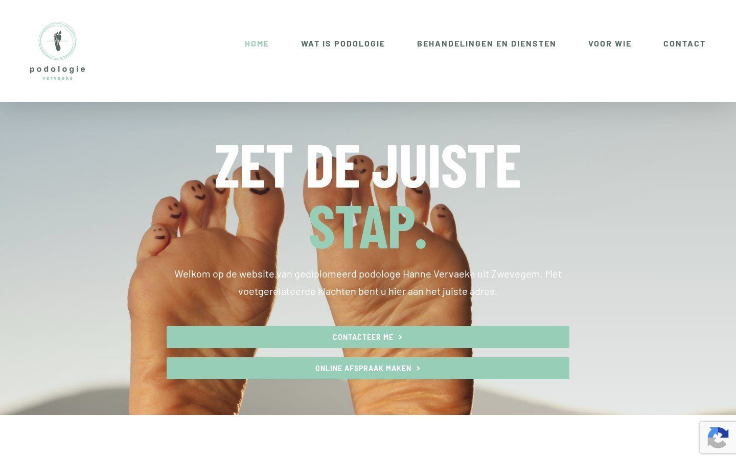 Website van Podologie Vervaeke